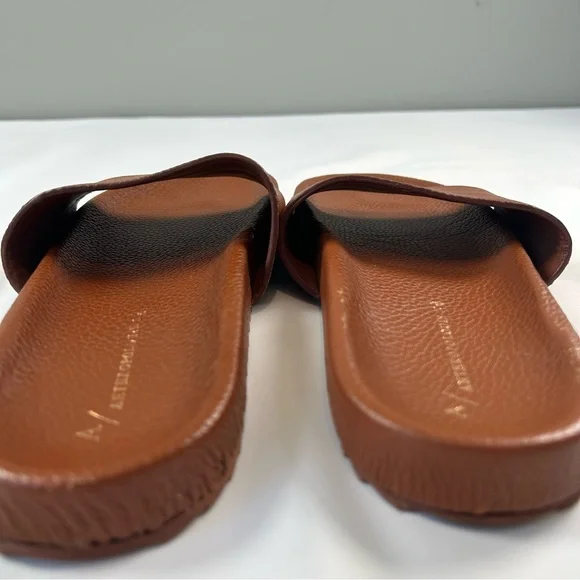 Anthropologie Pebbled Brown Leather Kimbra Slide Sandals Women's Size 11 - Picture 8 of 9